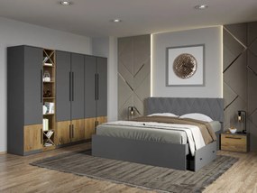 Set mobila dormitor 4 piese Gri/Stejar Poema C12