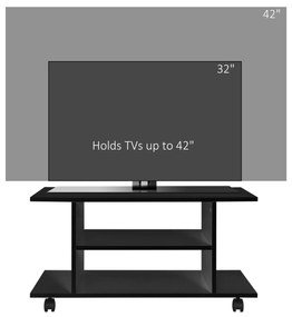 Mobilier Pentru Tv in Lemn cu Roti HOMCOM, Negru,40x40x80cm| Aosom RO