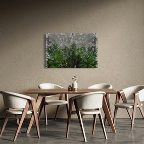 Tablou - Zid de beton cu plante (90x60 cm)