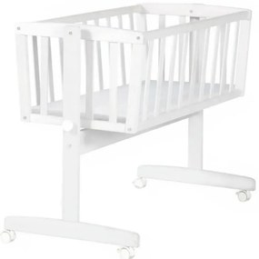 Pătuț leagăn alb cu roți 40x90 cm – Roba
