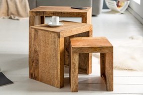 Set de 3 masute Makassar Mango natur