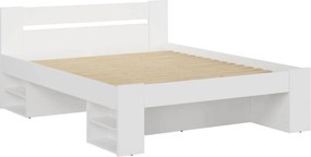 Cadru pat NEPO PLUS 160x200, alb, PAL laminat, cu spatiu depozitare