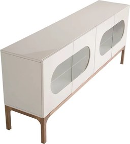 Bufet design modern cu iluminare interioara Gray and Walnut