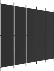 vidaXL Paravan de cameră cu 5 panouri, negru, 250x220 cm, textil