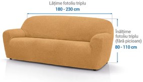 Huse super elastice RUBINIA aurii fotoliu triplu (l. 180 - 230 cm)