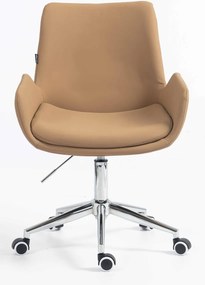 HR240K Scaun Carmel Piele Ecologica Premium Soft cu Bază Cromata