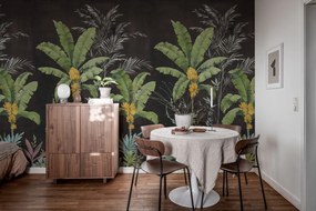 Fototapet, Banana Tree Jungle, Black, Rebel Walls