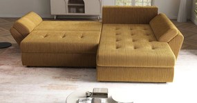 Colțar extensibil dumonde cu ladă de depozitare si sezut confortabil din spuma high-density, Loana Zoom Mustar II 270x185 cm