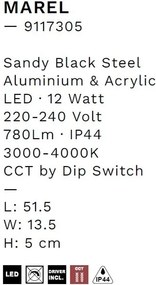 Aplica de perete LED baie IP44 MAREL neagra