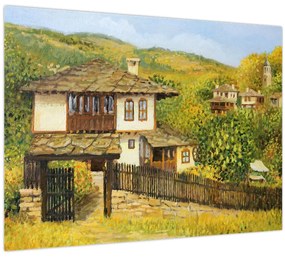 Tablou pe sticlă - Cabane în timpul verii (70x50 cm)