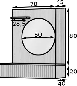 Masuta de toaleta cu oglinda si sertar ENTSIAN 85x40cm, stejar artisan