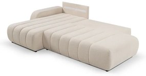 Canapea colțar extensibilă cu spațiu depozitare, model DESIO stânga, bej