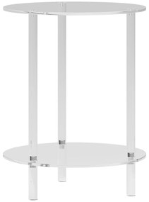 HOMCOM Măsuță Joasă Rotundă cu 2 Niveluri pentru Interior, Măsuță de Cafea din Acrilic, Ø40x50 cm, Transparentă | Aosom Romania