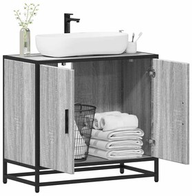 vidaXL Dulap pentru chiuvetă de baie gri Sonoma 65x33x60 cm lemn