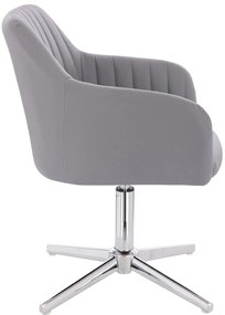 HC190CROSS Scaun Gri din Piele Ecologica cu Bază Cromata