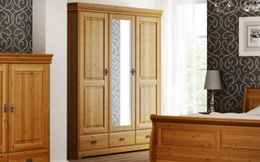 Dulap lemn masiv natur Florence, 193 × 62 × 218 cm
