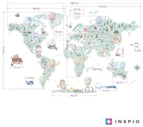 INSPIO Autocolant hartă pentru călătorie pentru camera copiilor