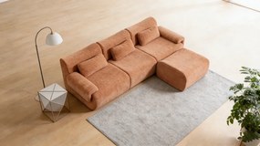 VELORA – Canapea Modulară din Chenille Premium, din spumă de înaltă densitate, L-Shape, 3 perne, Ultra Confort & Design Reconfigurabil, Portocaliu