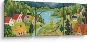 Tablou - Sat în Munți (cu ceas) (90x30 cm)