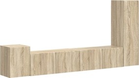vidaXL Set comodă TV Pe perete 3 pcs Stejar Sonoma Lemn compozit