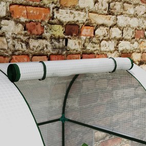 Outsunny Seră de grădină 1,8 m² seră pentru roșii 2 uși cu fermoar 4 ferestre cu fermoar acoperiș PE 135 g/m² alb | Aosom Romania