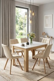 Scaun de dining SORIA VELVET, bej deschis