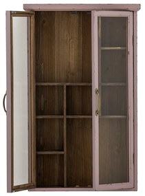 Dulap de perete din lemn masiv cu vitrina din sticla securizata, roz patinat, Hazem