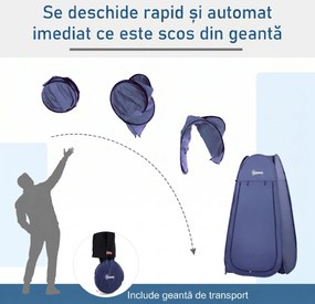 Outsunny Cort de Duș Pop Up Impermeabil cu Intrare cu Fermoar, 100x100x185 cm, Albastru | Aosom Romania