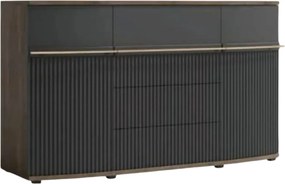 Comoda CANDY2 C12, stejar carpenter/gri/negru, PAL, 175x43x101 cm