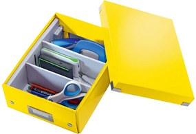 Cutie de depozitare din carton cu capac galbenă Click&Store - Leitz
