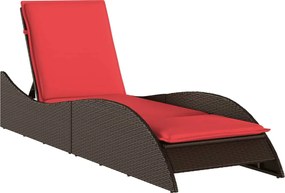 vidaXL Șezlong cu pernă, maro, 60x205x73 cm, poliratan