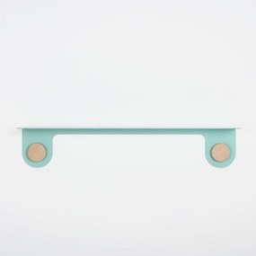 Raft de perete din oțel și detalii din lemn de stejar, cu 2 cârlige Gazzda Hook, lungime 70 cm, verde