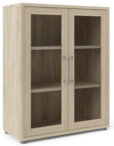 Dulap Modulo 89 x 40 x 113 cm, uși din sticlă, stejar sonoma / transparent