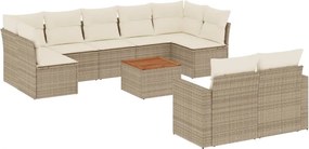 vidaXL Set canapele de grădină cu perne, 10 piese, bej, poliratan