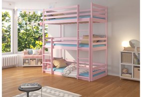 Supermobel Pat supraetajat pentru copii TEDRO + 3x saltea, 80x180, galben