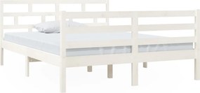 vidaXL Cadru de pat, alb, 140x190 cm, lemn masiv de pin