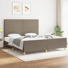 Cadru de pat cu tablie, gri taupe, 180x200 cm, textil Gri taupe, 180 x 200 cm, Design simplu