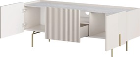 Comodă TV Malmi 150 cm - cașmir / crema bianca / picioare aurii