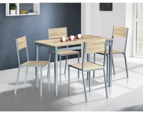 Set de masă HARVEY cu 4 scaune, 110 x 70 x 77 cm,stejar Sonoma