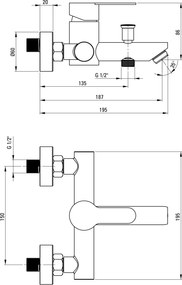 Lupo Baterie pentru cadă, montare pe perete Finisaj: Oțel periat BLU_F10N