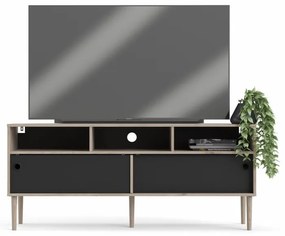 Comoda TV neagra cu decor de stejar Jackson Hickory, ELISEO