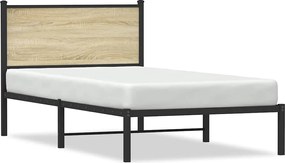 vidaXL Cadru pat metalic fără saltea, stejar sonoma, 100x190 cm