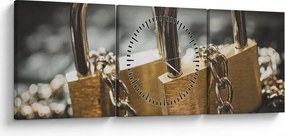 Tablou cu două cetăți (cu ceas) (90x30 cm)