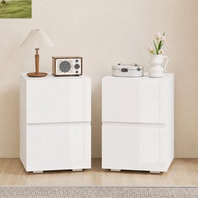HOMCOM Set de 2 Noptiere cu 2 Sertare, Alb | Aosom Romania
