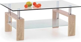Masuta cafea DIANA H, transparent/stejar sonoma, 110x60x55 cm