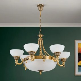 Lustră pe lanț Orion LU 1689/6+3 ROCCA 9xE27/60W/230V d. 75 cm bronz/alb