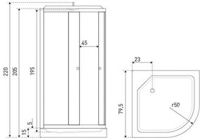 OVIEDO80 Cabină de duș cu hidromasaj Oviedo 80x80x216 cm