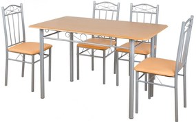 Set masa cu 4 scaune, FUR-102-Beige, 110x70x75 cm, bej, scaun tapitat pentru living sau bucatarie
