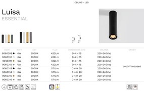 Spot aplicat LED design tehnic LUISA alb, H-20cm