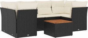 vidaXL Set canapele de grădină cu perne, 7 piese, negru, poliratan